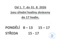 letní úřední hodiny